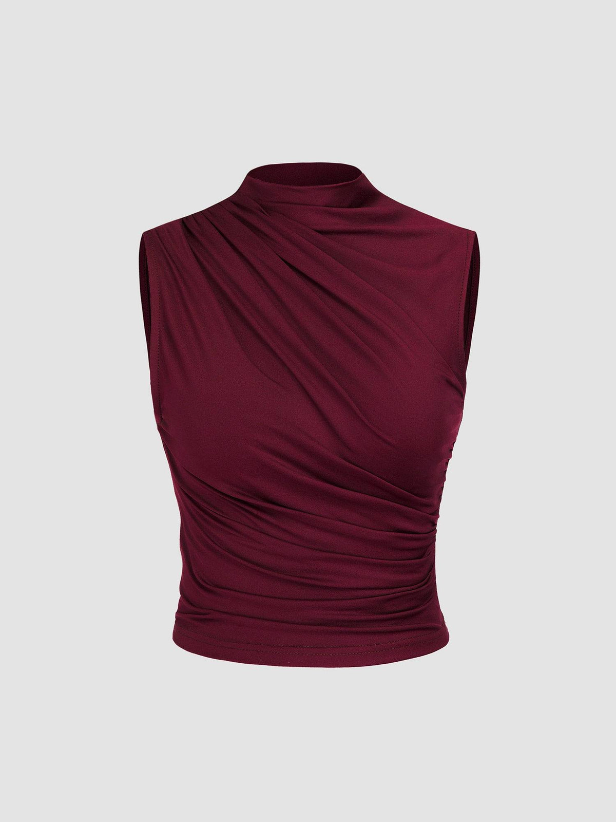 Asymmetrical High Neck Ruched Crop Top | TT98 - view 7