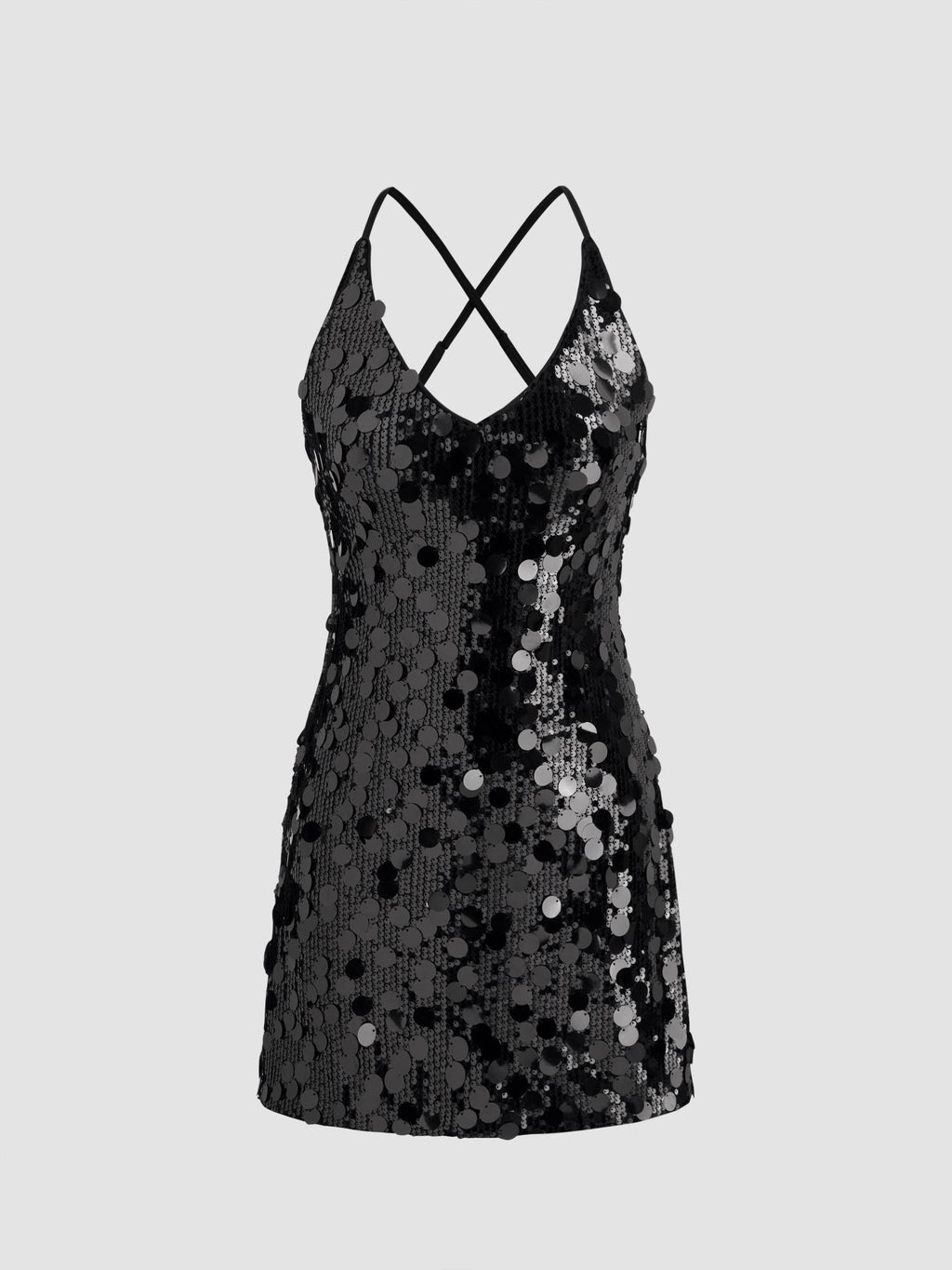 Sequins U-neckline Criss Cross Mini Dress | D56 - view 9