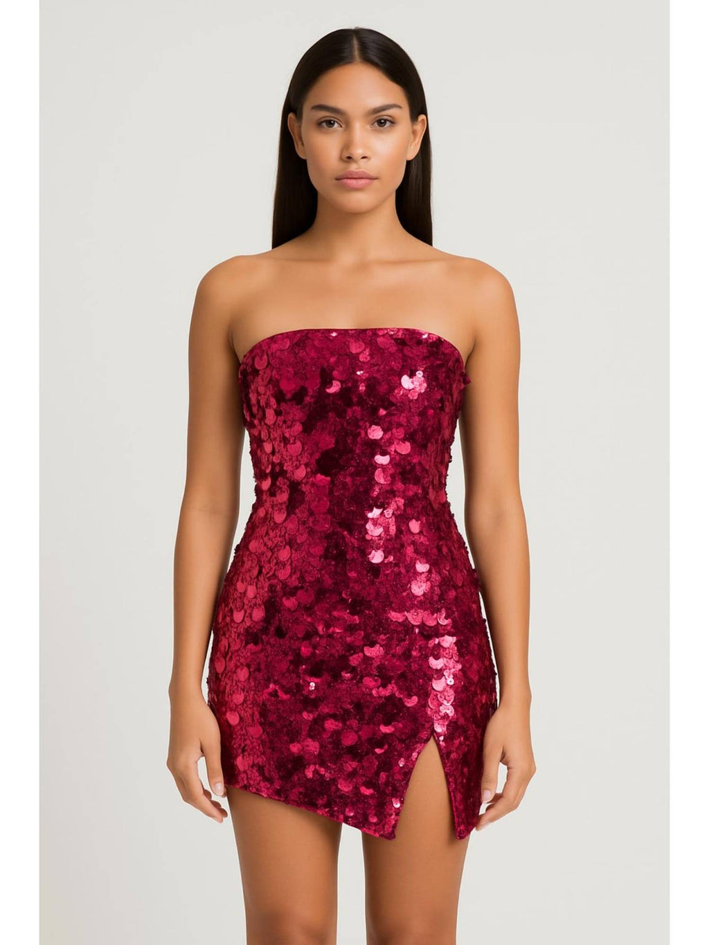 Sequin Asymmetrical Split Tube Crop Top | TT90 - view 16