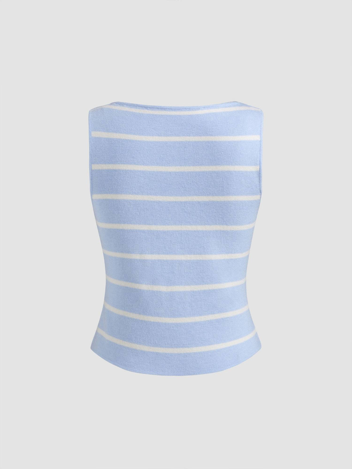 Knit Boat Neck Striped Button Split Vest | JC78 - view 21