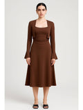 Ruched Solid Cami Maxi Dress & Solid Long Sleeve Shrug | D56 - view 18