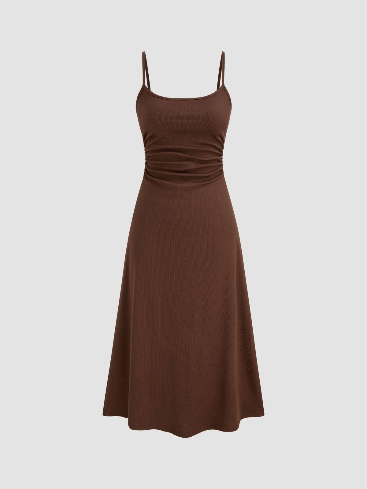 Ruched Solid Cami Maxi Dress & Solid Long Sleeve Shrug | D56 - view 24