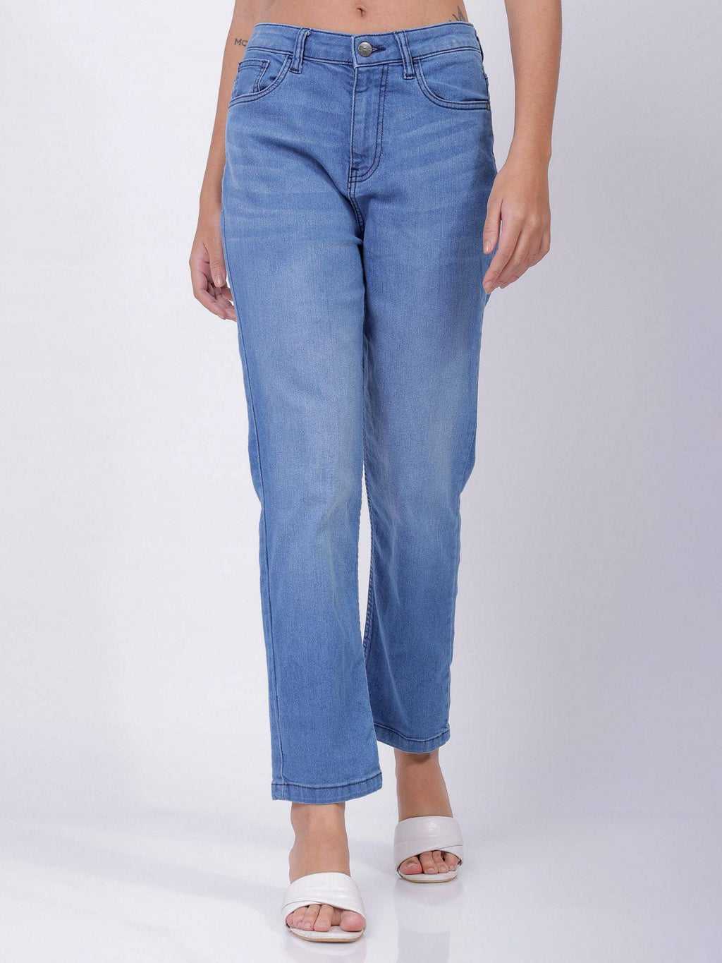 Blue Solid/Plain Straight Jeans | ST23 - view 1