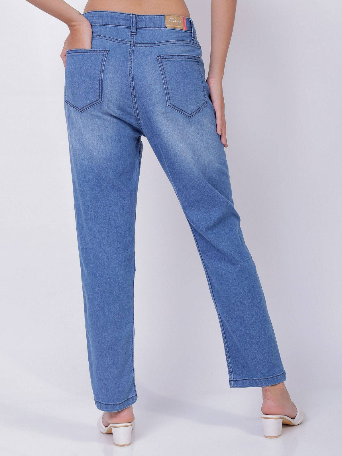 Blue Solid/Plain Straight Jeans | ST23 - view 2