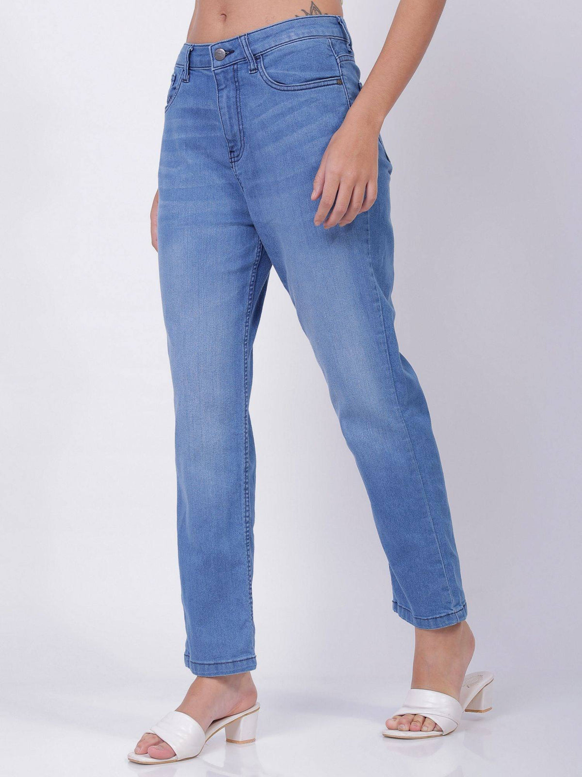 Blue Solid/Plain Straight Jeans | ST23 - view 3