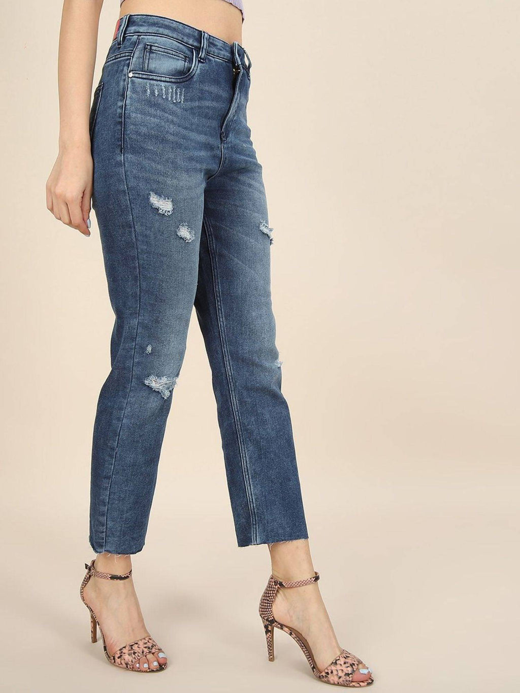 Blue Solid/Plain Straight Jeans | ST23 - view 2