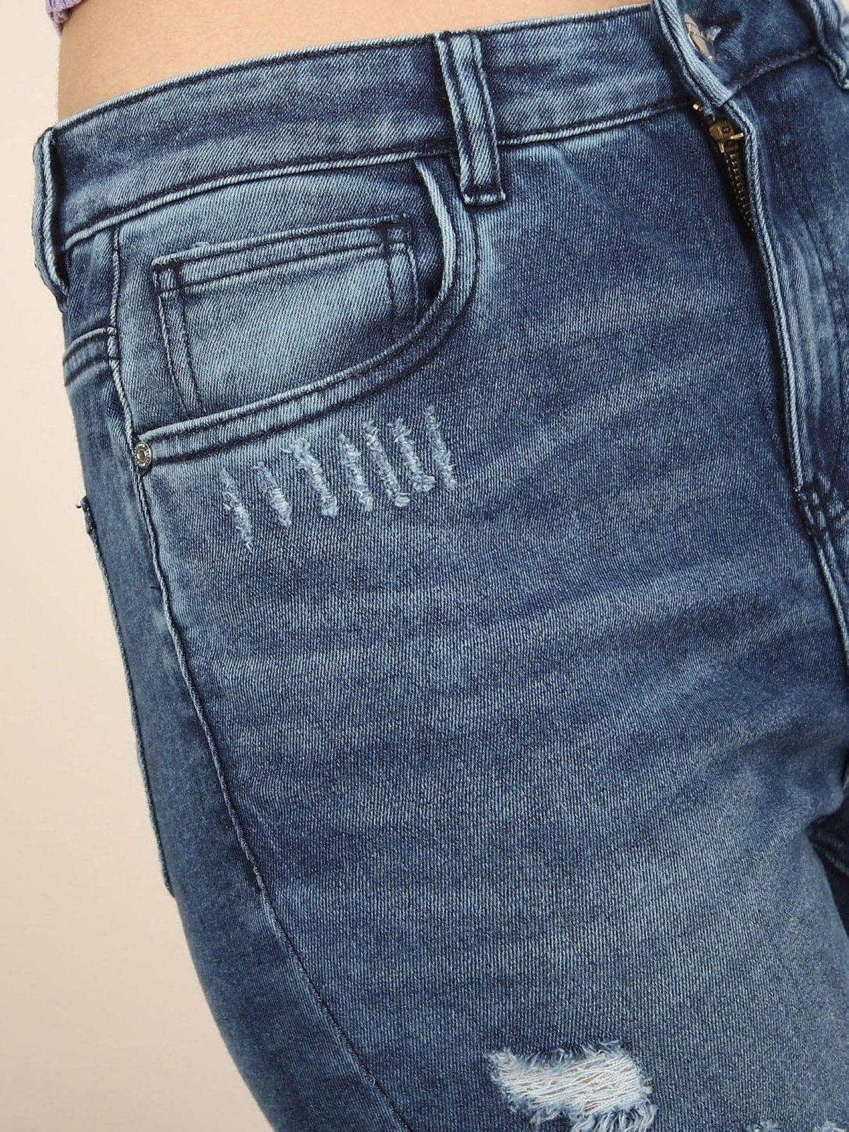 Blue Solid/Plain Straight Jeans | ST23 - view 6