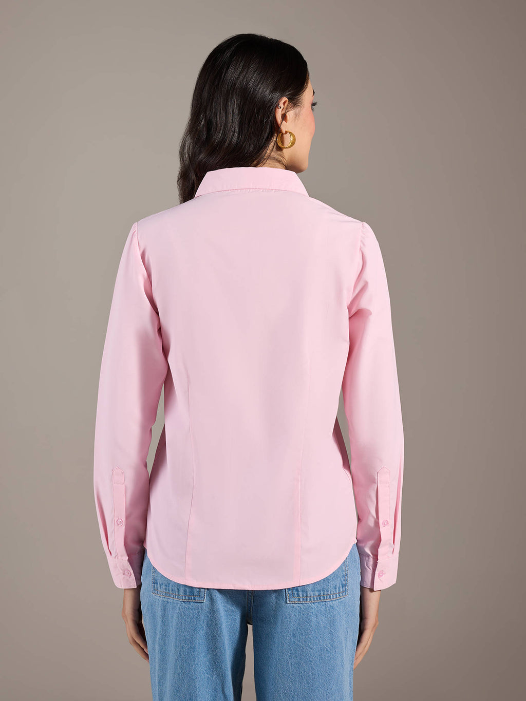 White Solid Pointed Collar Shirt | S67 - view 7