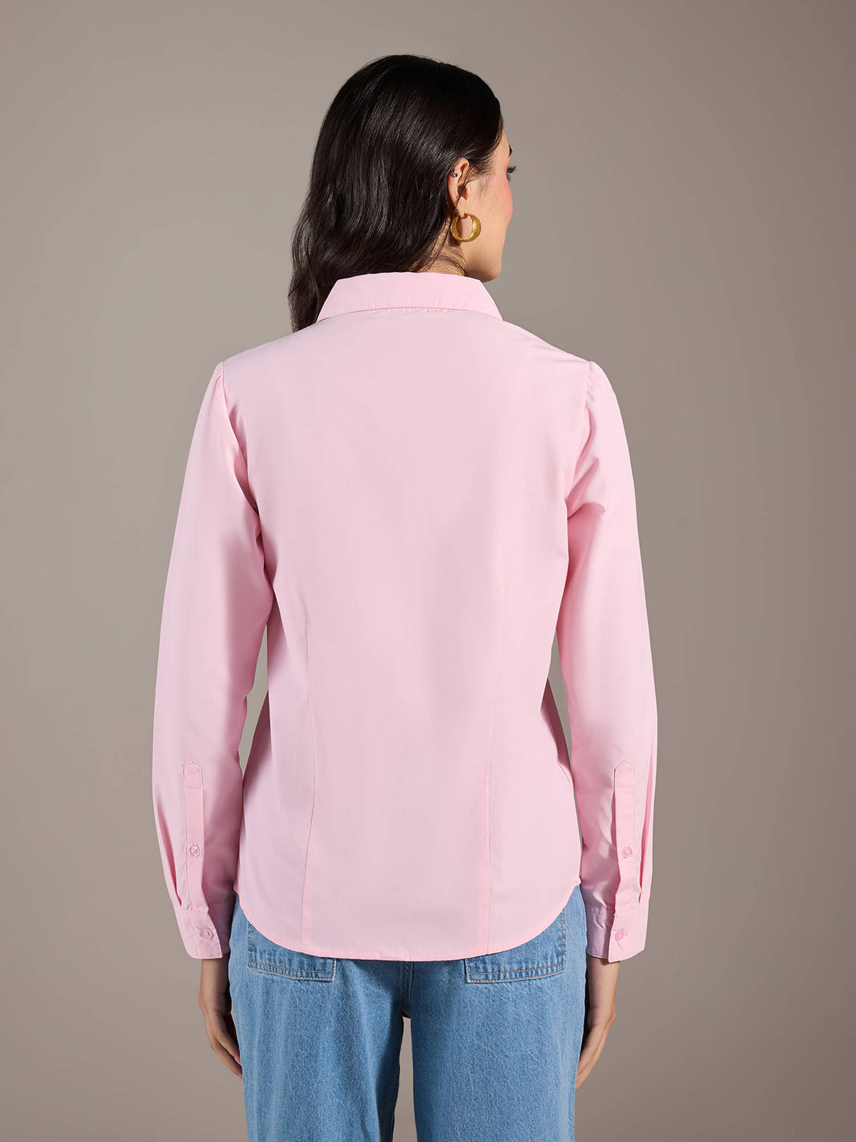 White Solid Pointed Collar Shirt | S67 - view 7