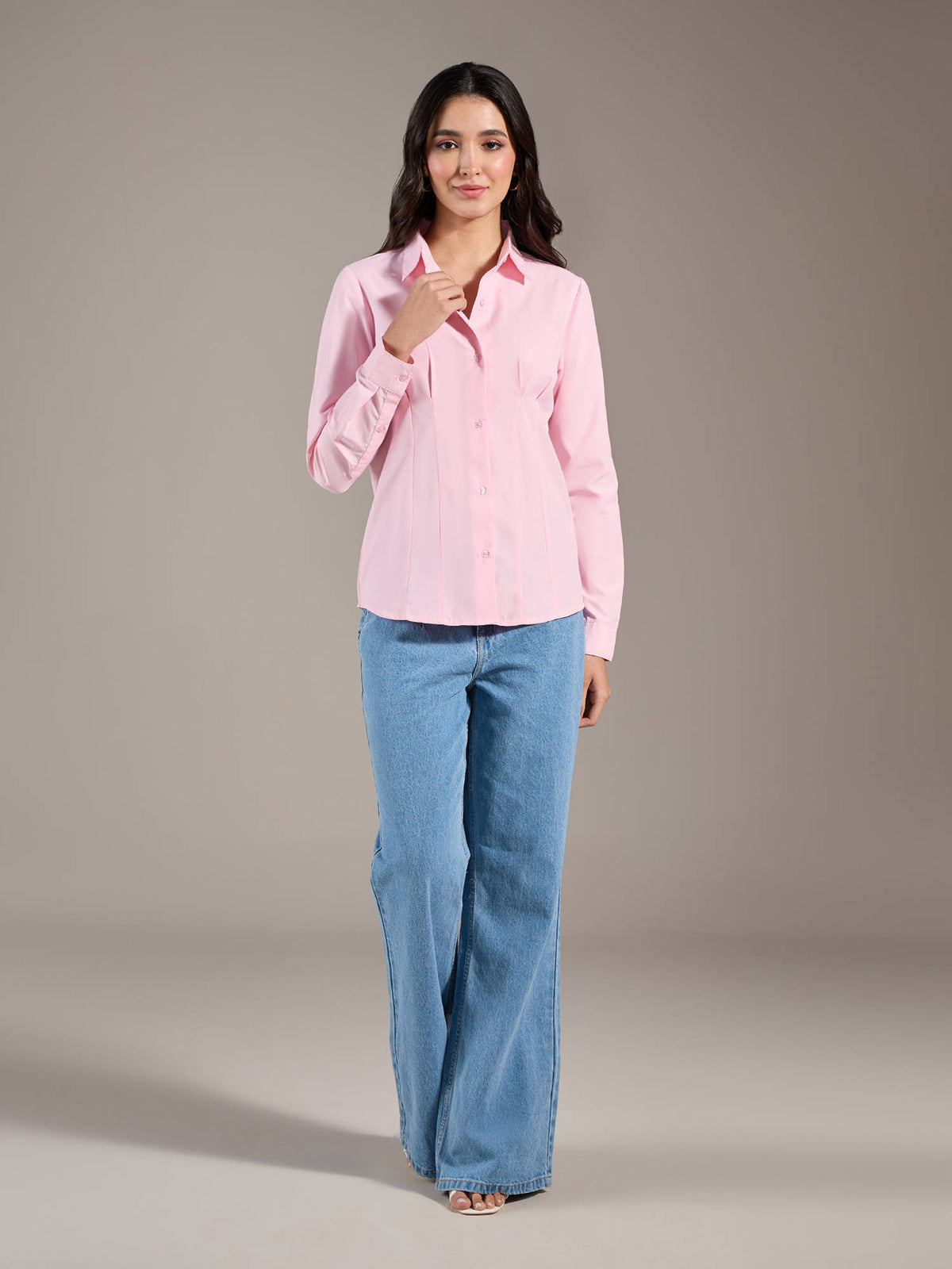 White Solid Pointed Collar Shirt | S67 - view 9