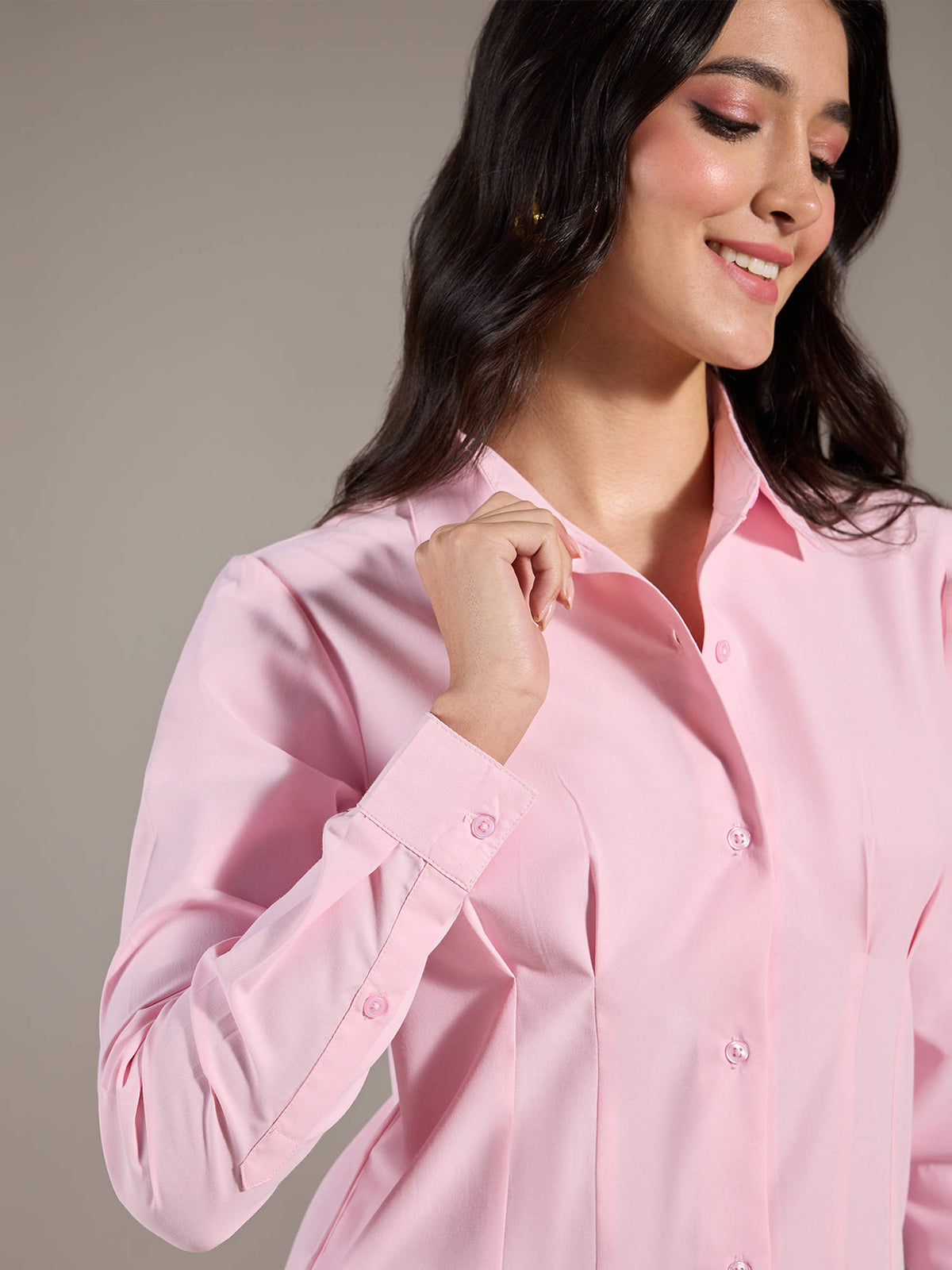 White Solid Pointed Collar Shirt | S67 - view 10
