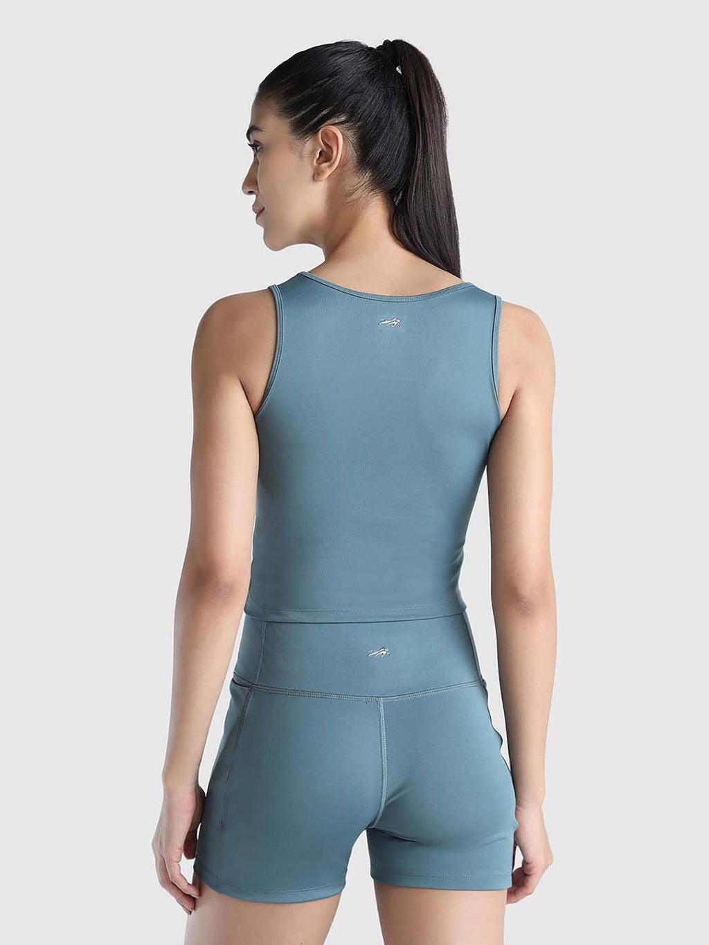 Women Teal Solid Shorts - view 2