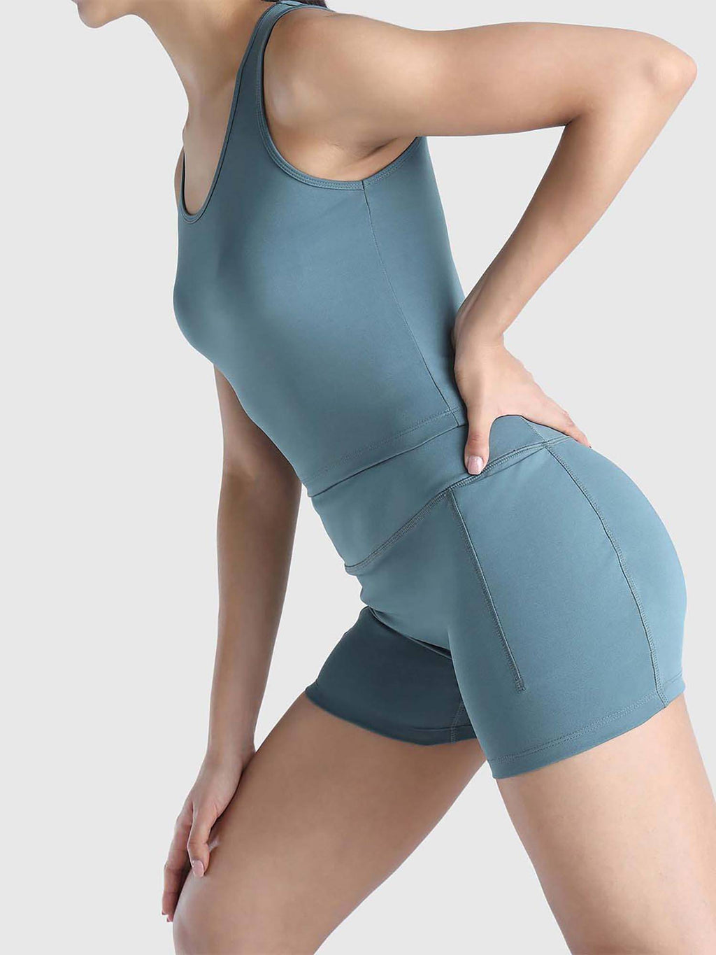 Women Teal Solid Shorts - view 4