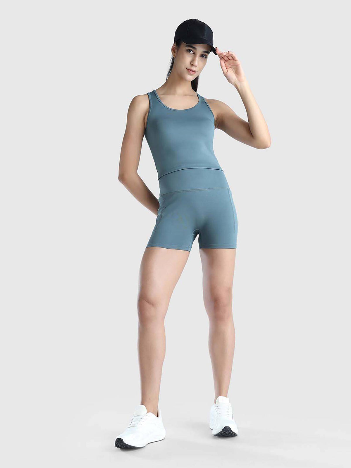 Women Teal Solid Shorts - view 5