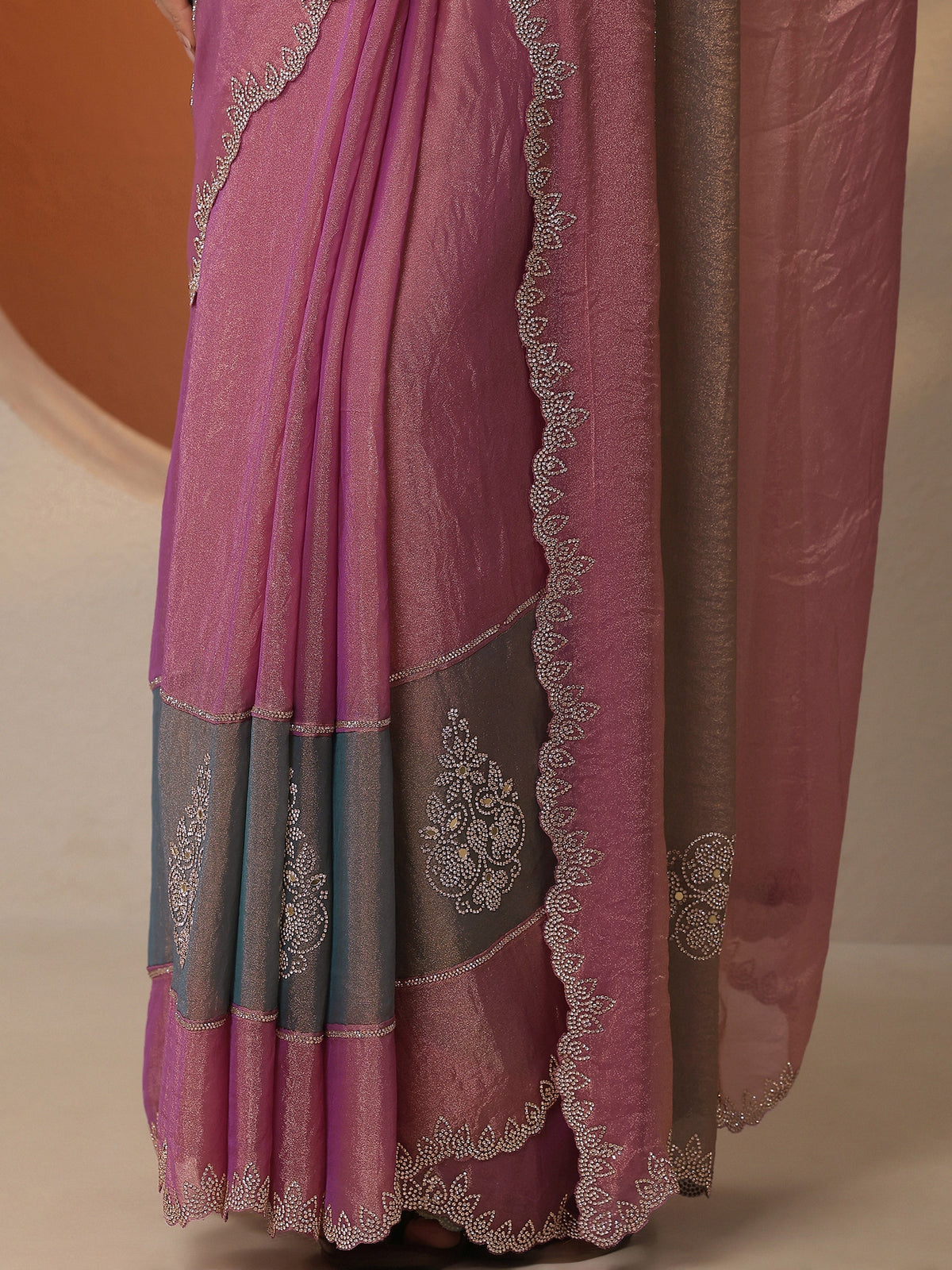 Libas Multi Embellished Silk Blend Saree With Unstitched Blouse Piece