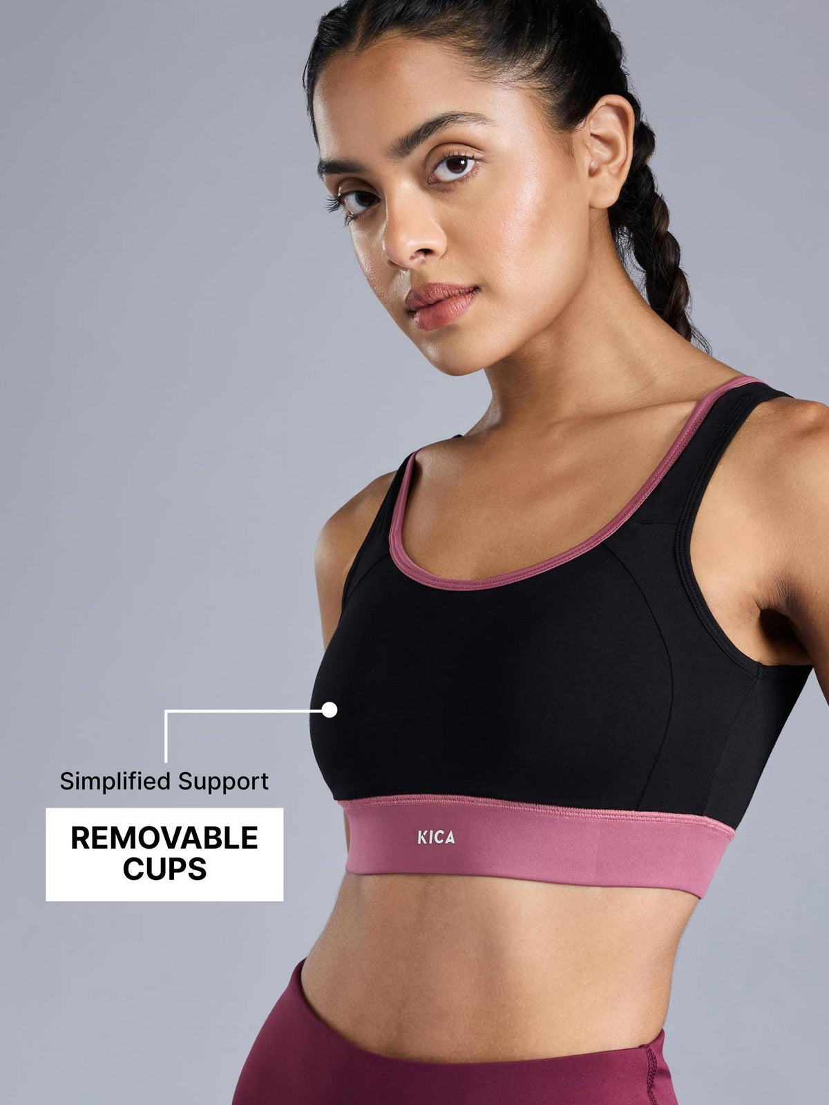 Cotton Mid-Impact Sports Bra with Back Opening, Secure Fit and Chafe-Free Comfort KIC100 Blue | sb09 - view 9