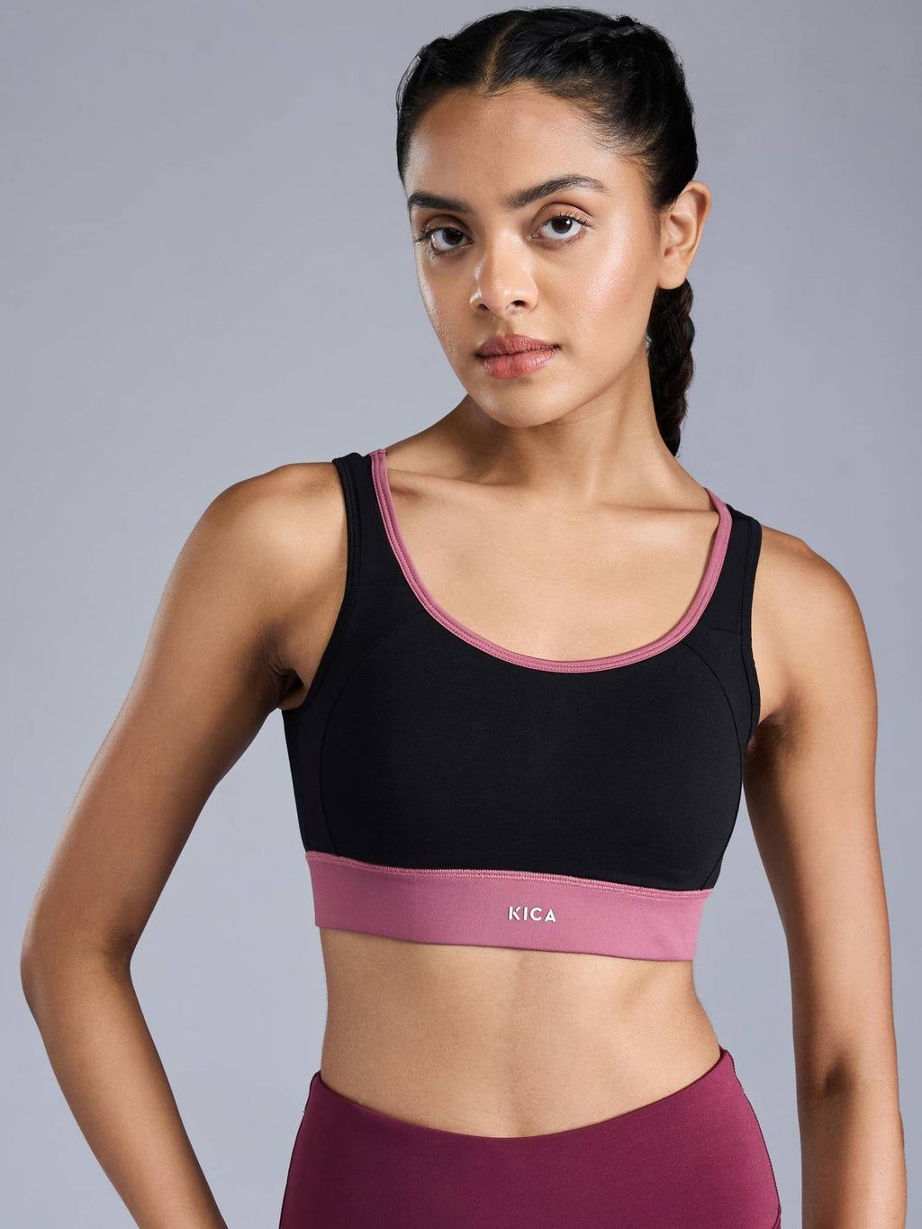Cotton Mid-Impact Sports Bra with Back Opening, Secure Fit and Chafe-Free Comfort KIC100 Blue | sb09 - view 10