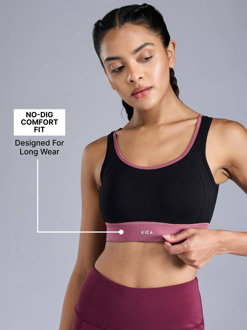 Cotton Mid-Impact Sports Bra with Back Opening, Secure Fit and Chafe-Free Comfort KIC100 Blue | sb09 - view 11