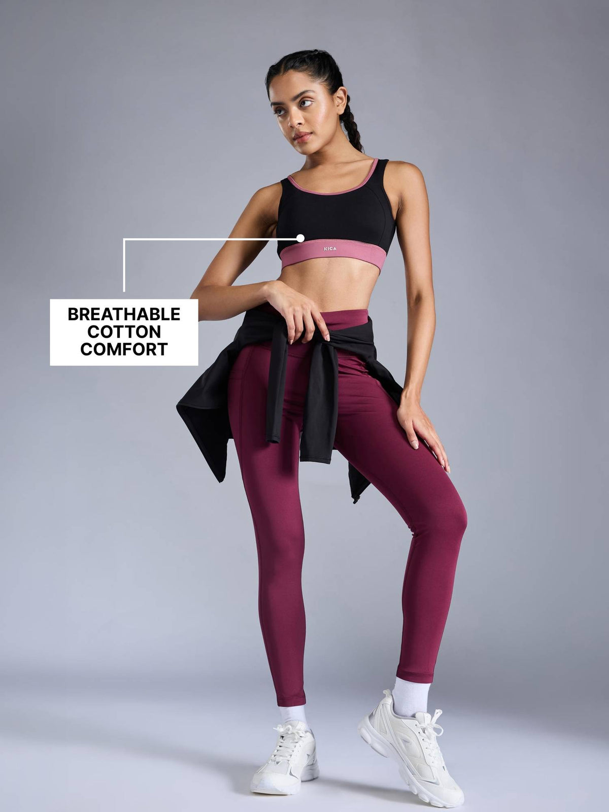 Cotton Mid-Impact Sports Bra with Back Opening, Secure Fit and Chafe-Free Comfort KIC100 Blue | sb09 - view 12