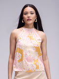 Multicolor Floral Ruffled Halter Style Neck Sleeveless Top | HT67 - view 1