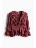 Women Red Flounced Peplum Blouse | S67 - view 1