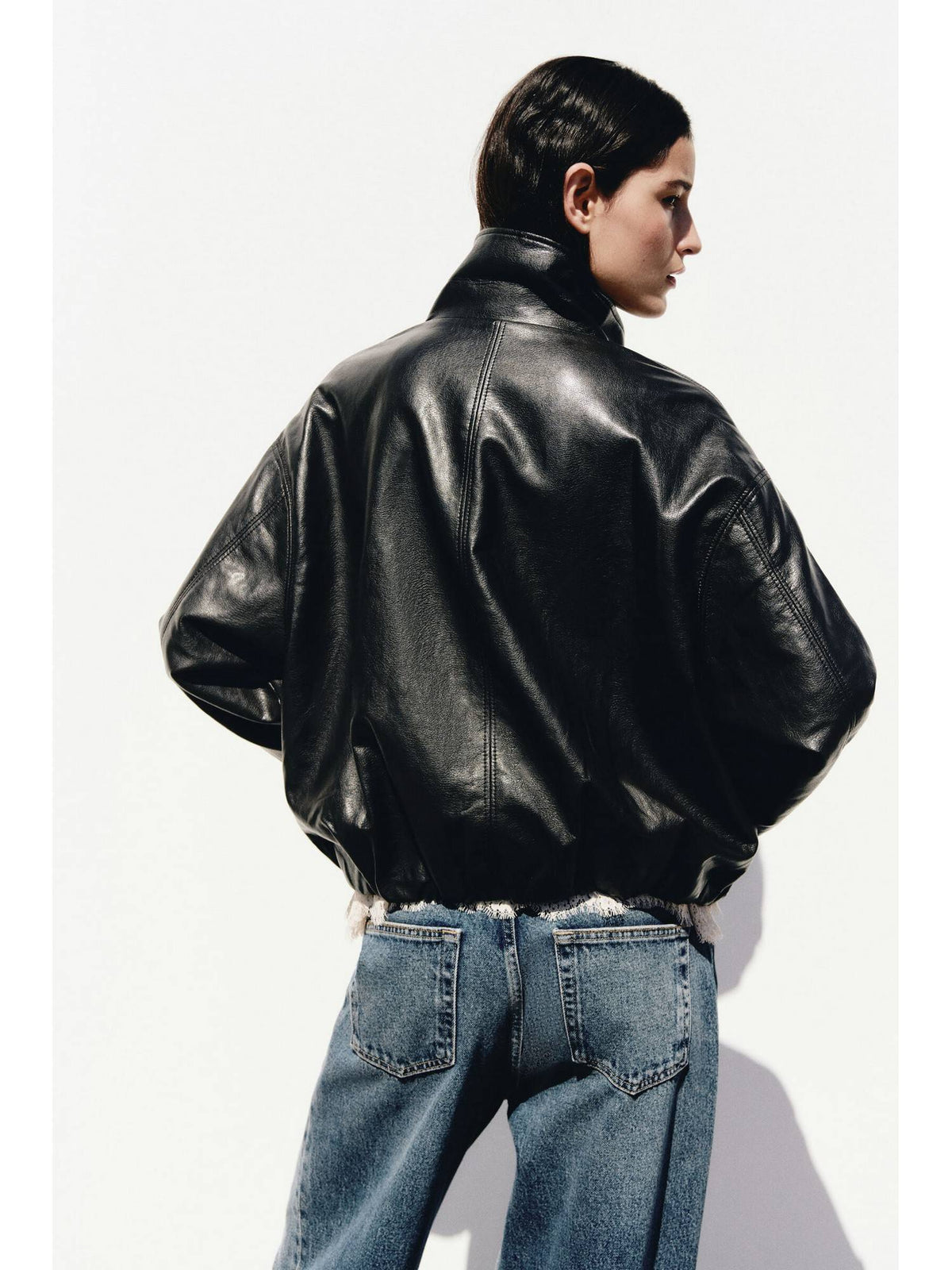 Women Black Oversized Bubble-Hem Jacket | JC78 - view 5