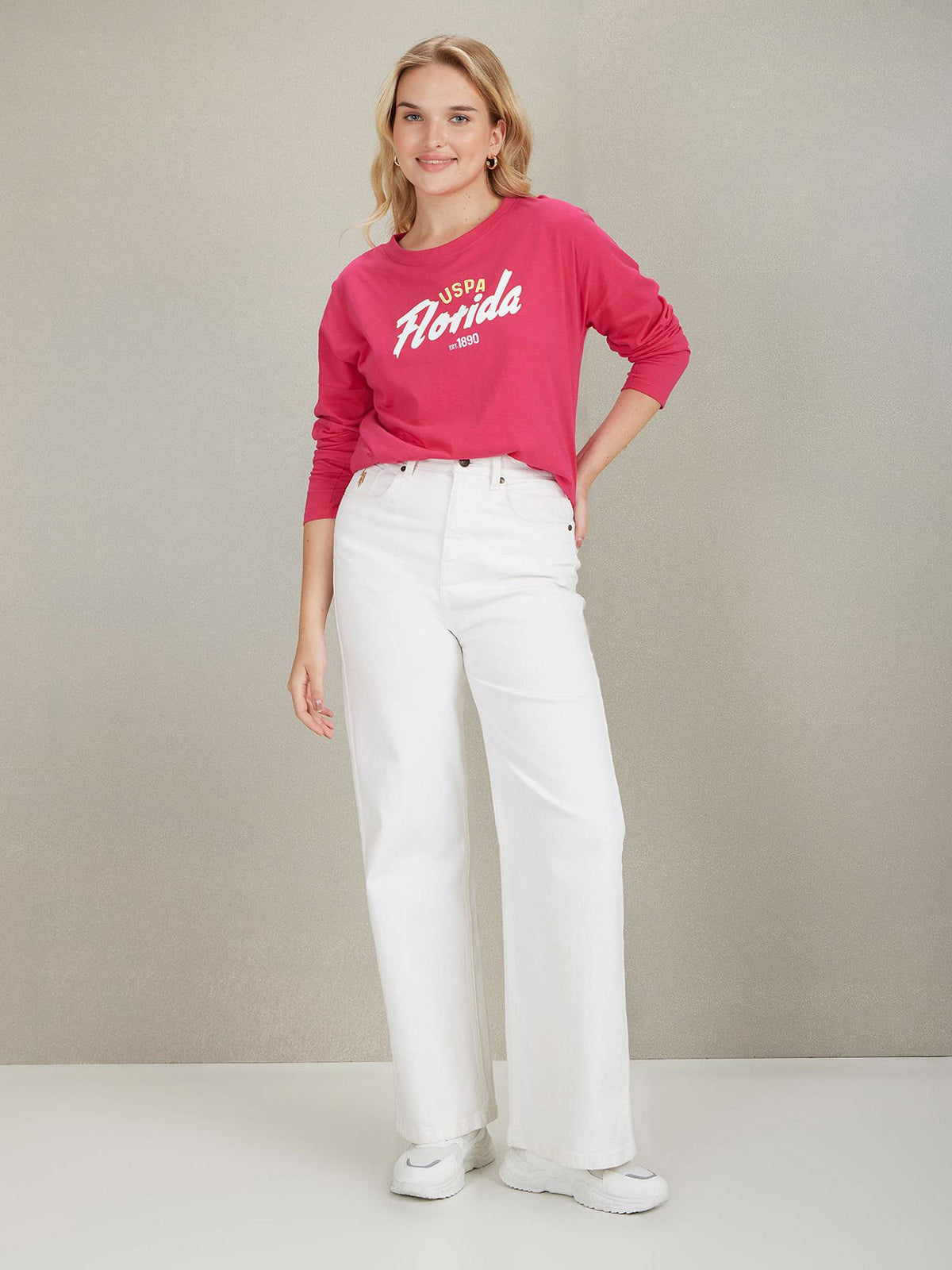 Long Sleeve Brand Print T-Shirt | U89 - view 3