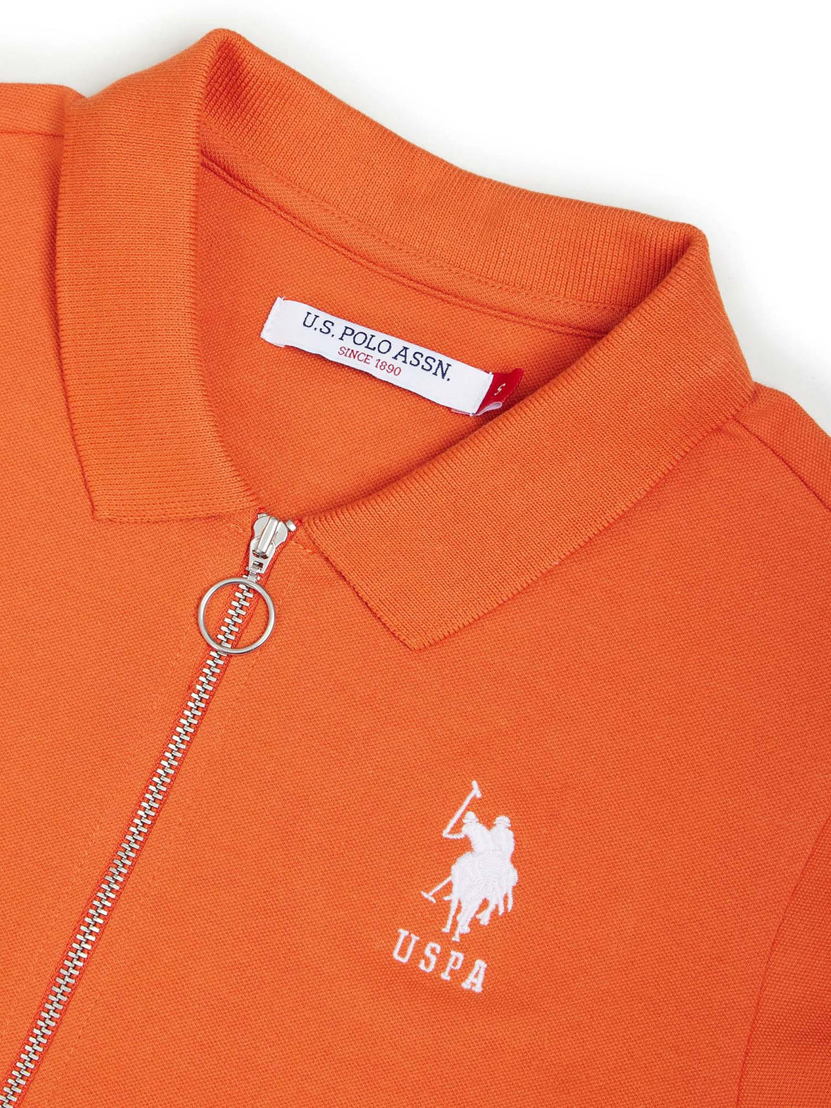 Solid Zipper Orange Polo T-Shirt | U89 - view 2