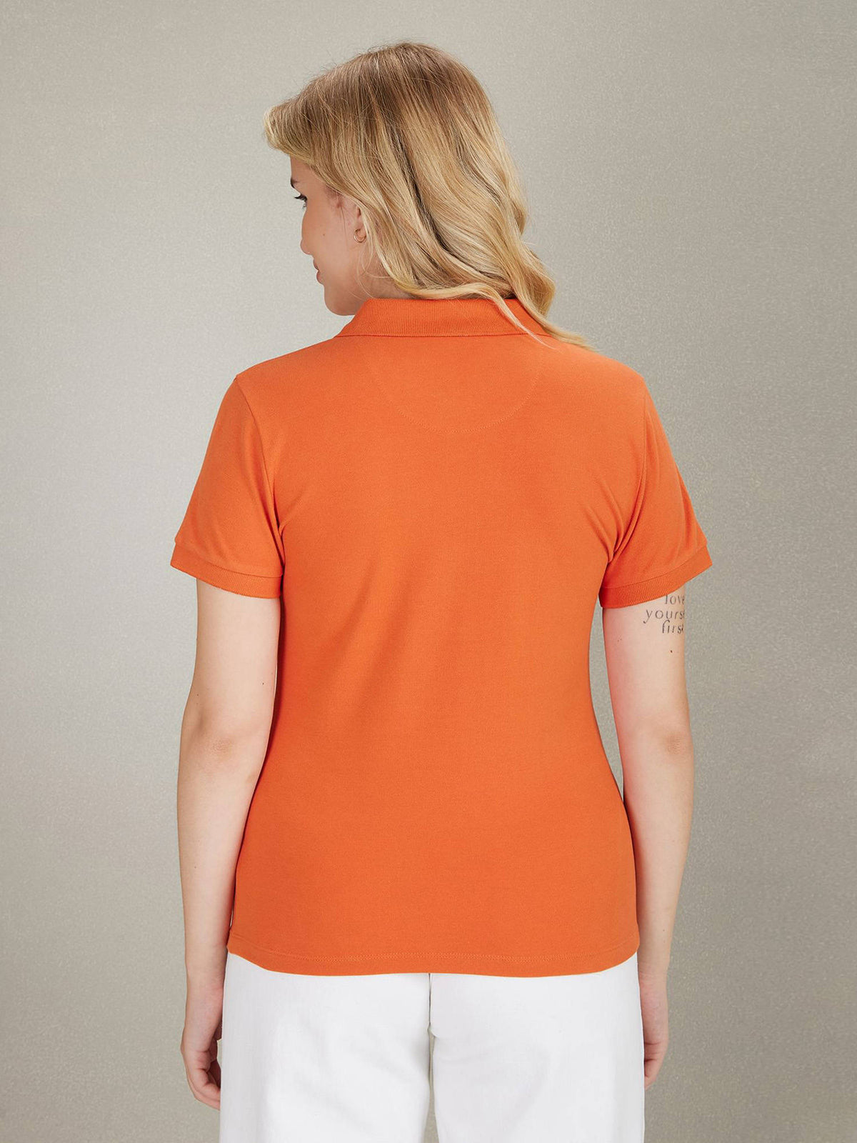 Solid Zipper Orange Polo T-Shirt | U89 - view 5