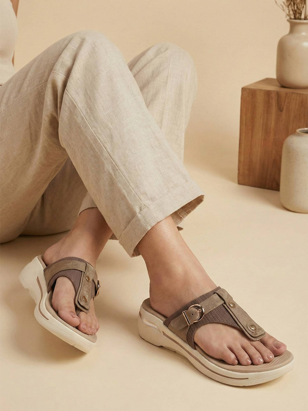 Women Beige Sandals | SD89 - view 2