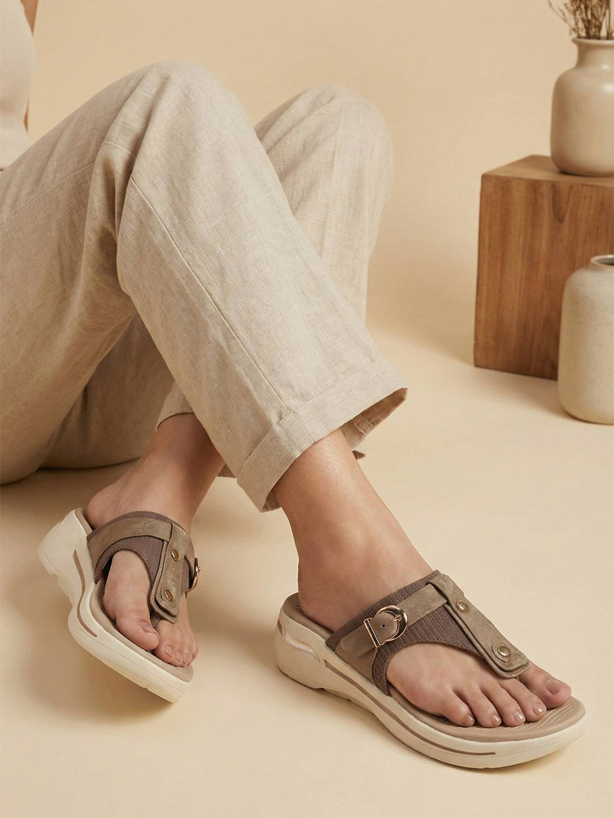 Women Beige Sandals | SD89 - view 2