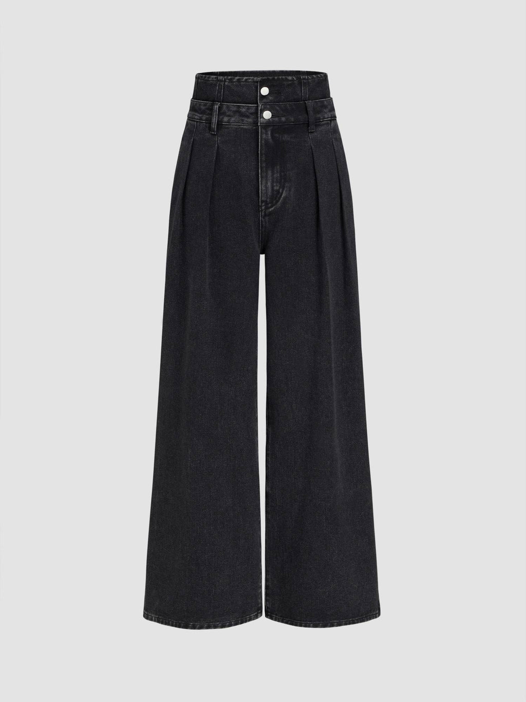 Double High Rise Solid Button Wide Leg Jeans | WL90 - view 2