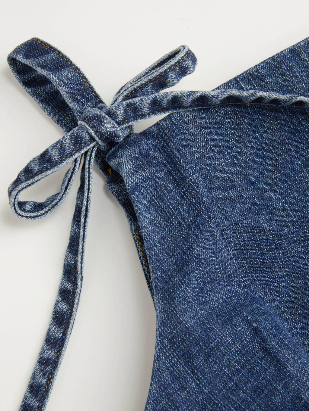 Stretch Denim Solid Zipper Knotted Mini Dress | D56 - view 3