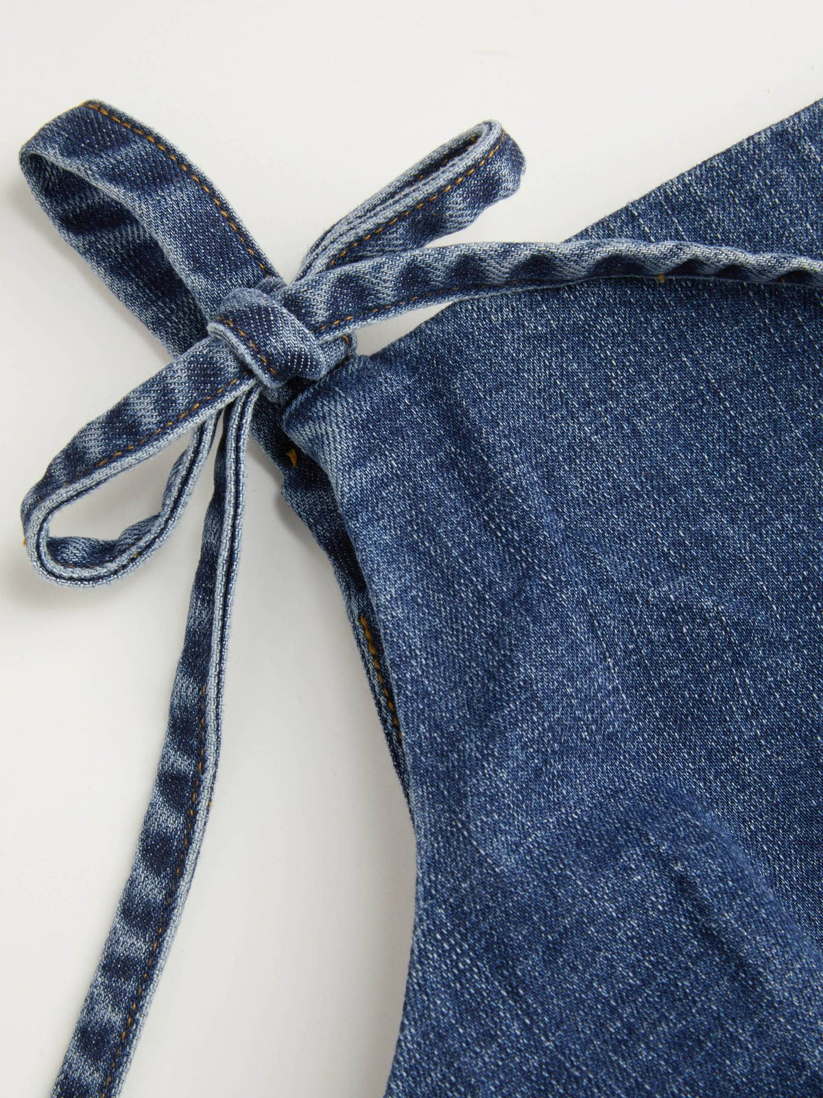 Stretch Denim Solid Zipper Knotted Mini Dress | D56 - view 3
