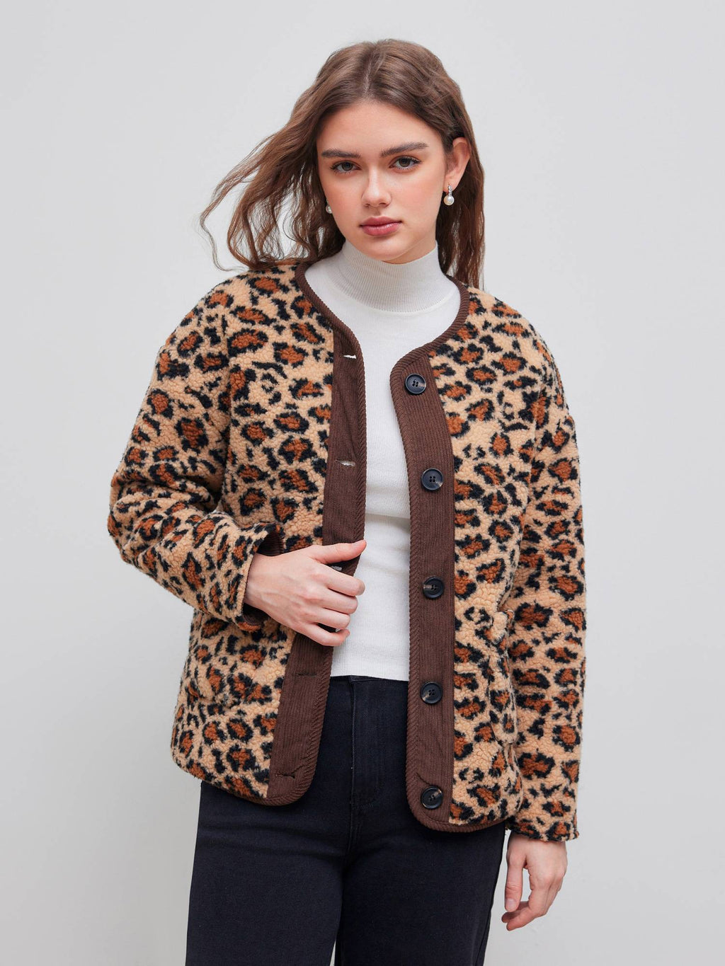 Leopard Fleece Puffer | JC78 - view 1