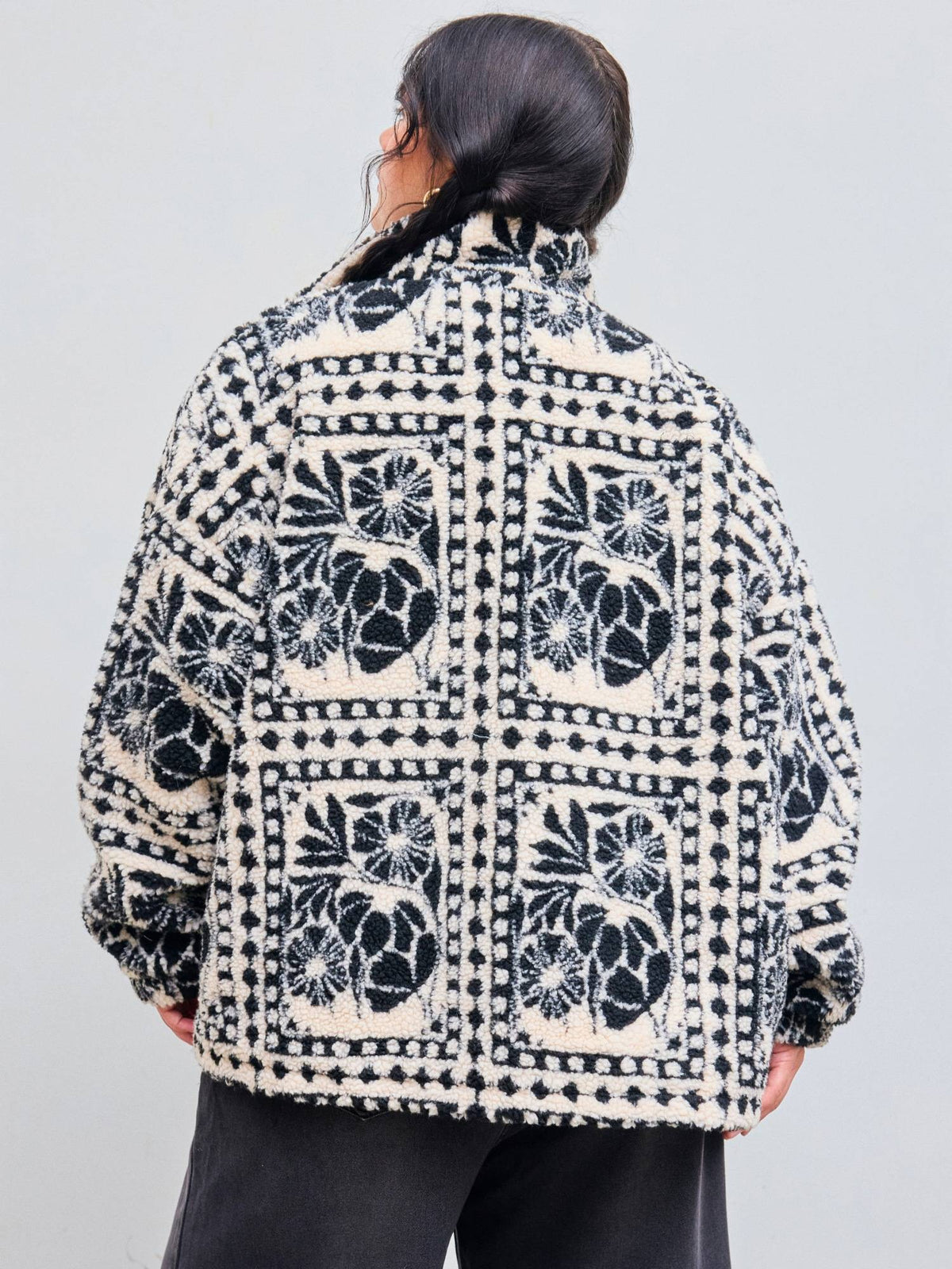 Printed Fleece Zip Front Jacket Curve & Plus | JC78 - view 5