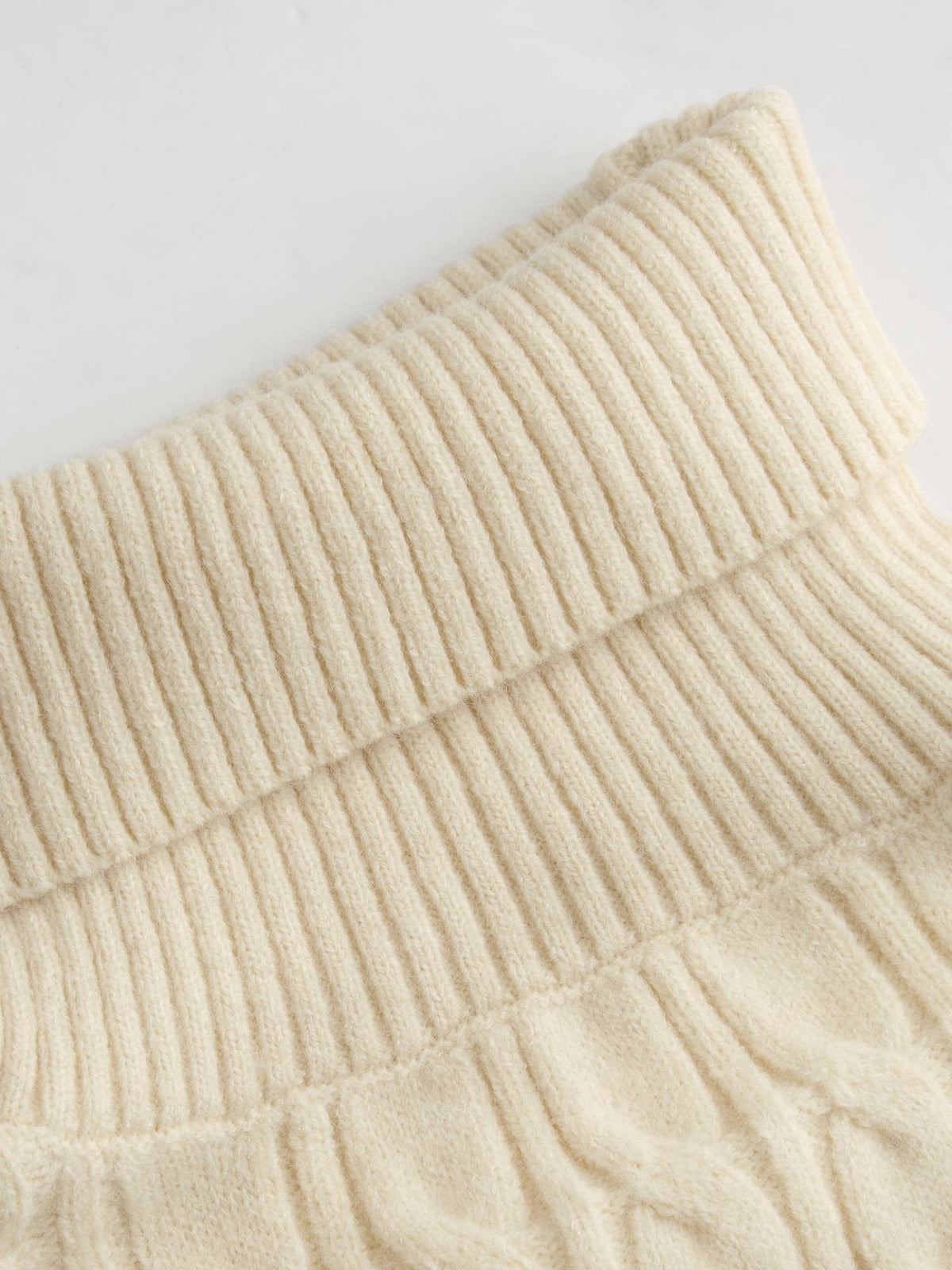 Cable Knit Turtleneck Solid Long Sleeve Crop Top | CT61 - view 3