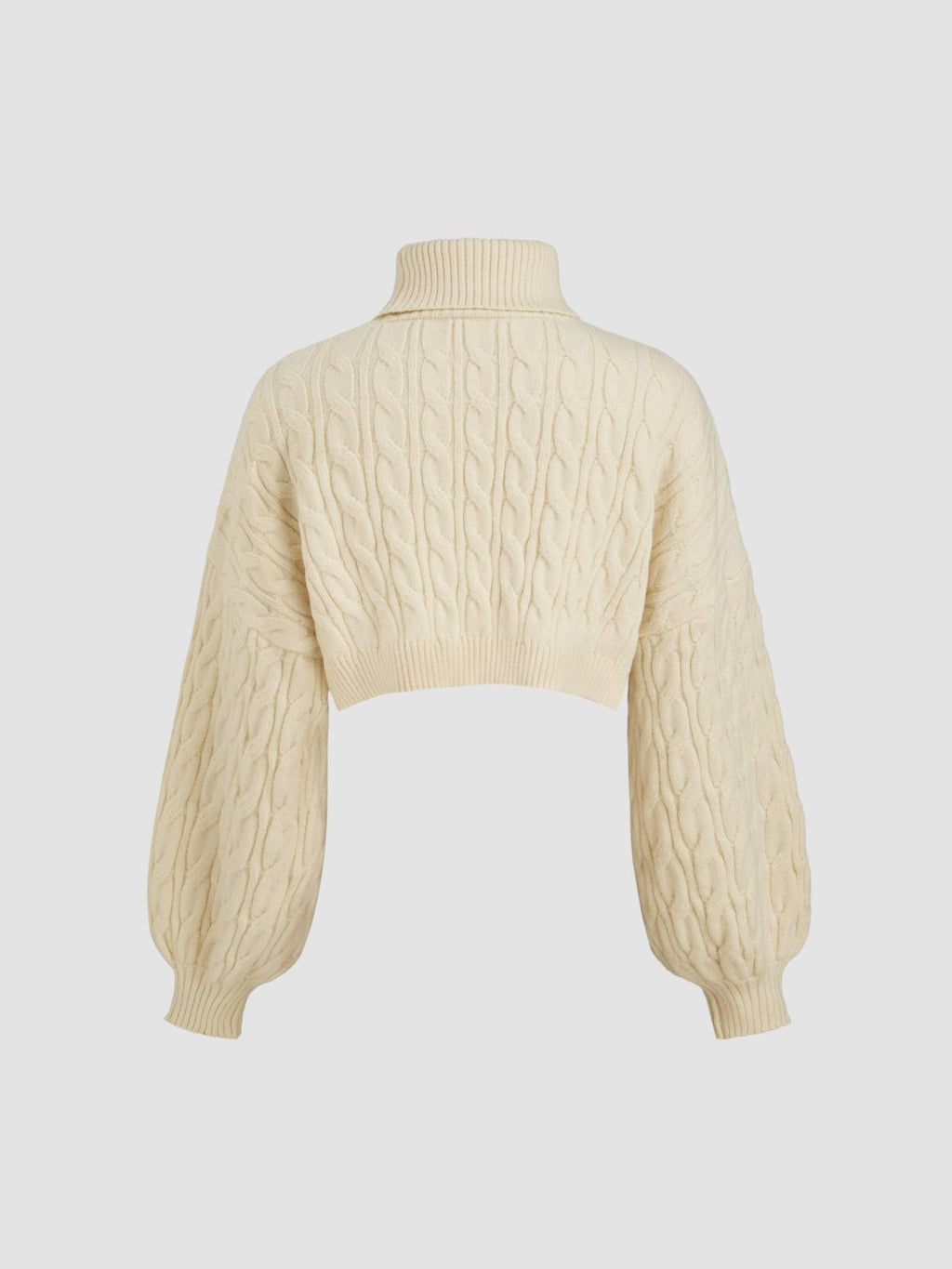 Cable Knit Turtleneck Solid Long Sleeve Crop Top | CT61 - view 6
