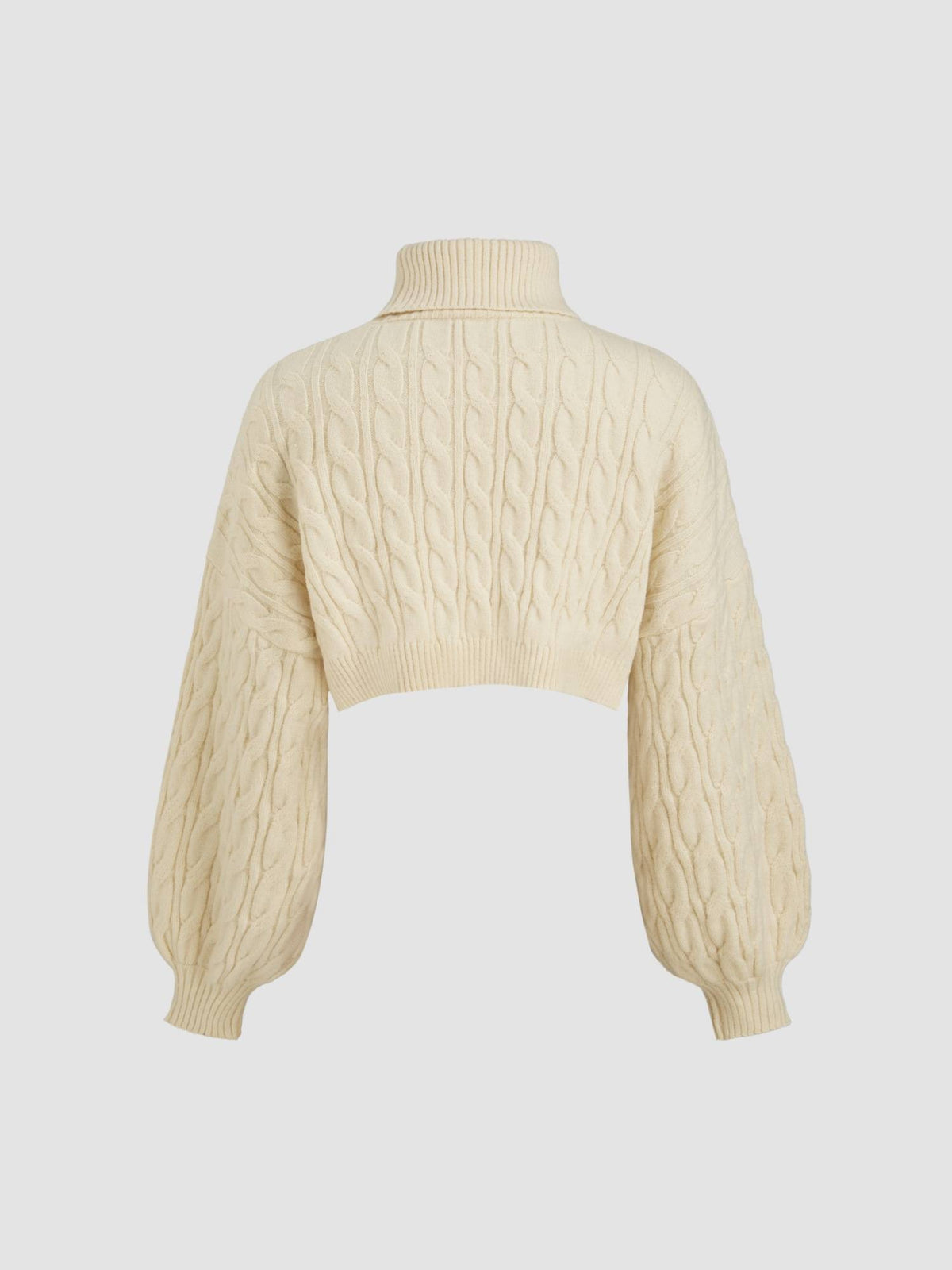 Cable Knit Turtleneck Solid Long Sleeve Crop Top | CT61 - view 6