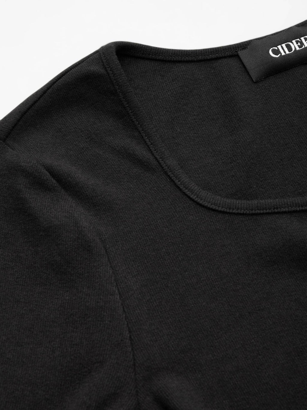 Thermal Cotton-blend Square Neck Solid Thumb Hole Long Sleeve Tee | TS56 - view 2