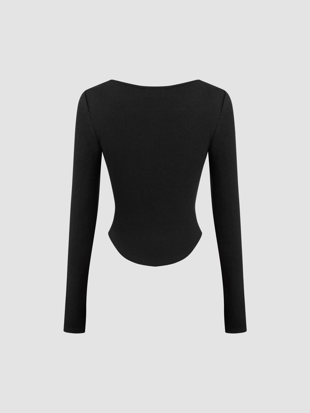 Thermal Cotton-blend Square Neck Solid Thumb Hole Long Sleeve Tee | TS56 - view 6