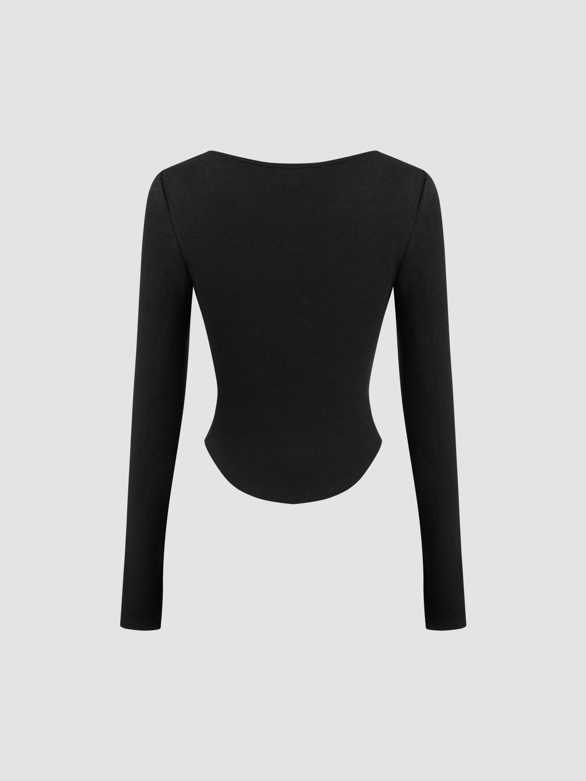 Thermal Cotton-blend Square Neck Solid Thumb Hole Long Sleeve Tee | TS56 - view 6