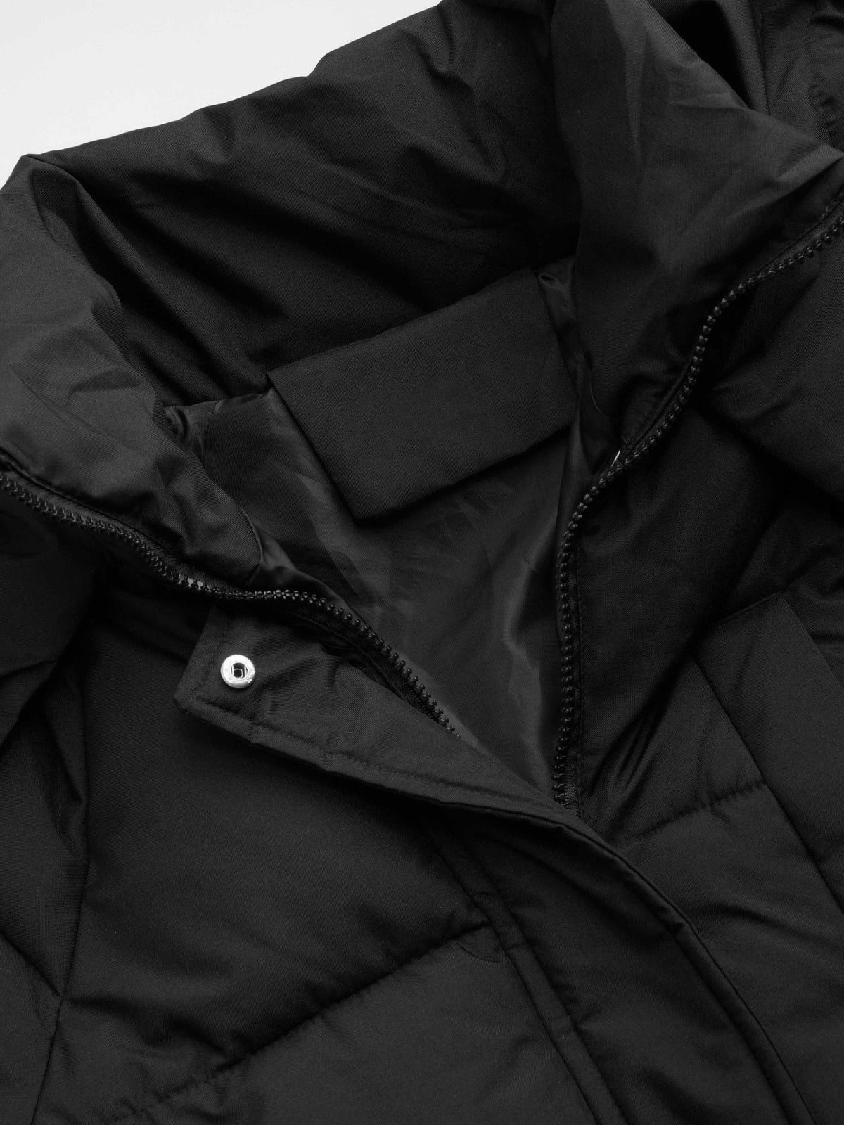 Hooded Solid Pocket Long Puffer | JC78 - view 2