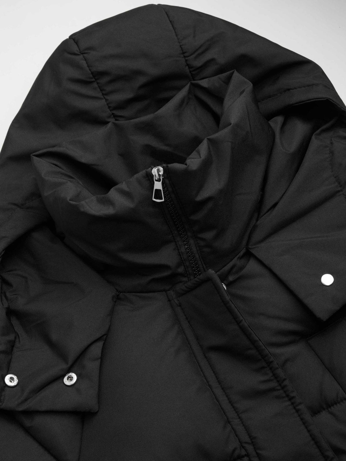 Hooded Solid Pocket Long Puffer | JC78 - view 3