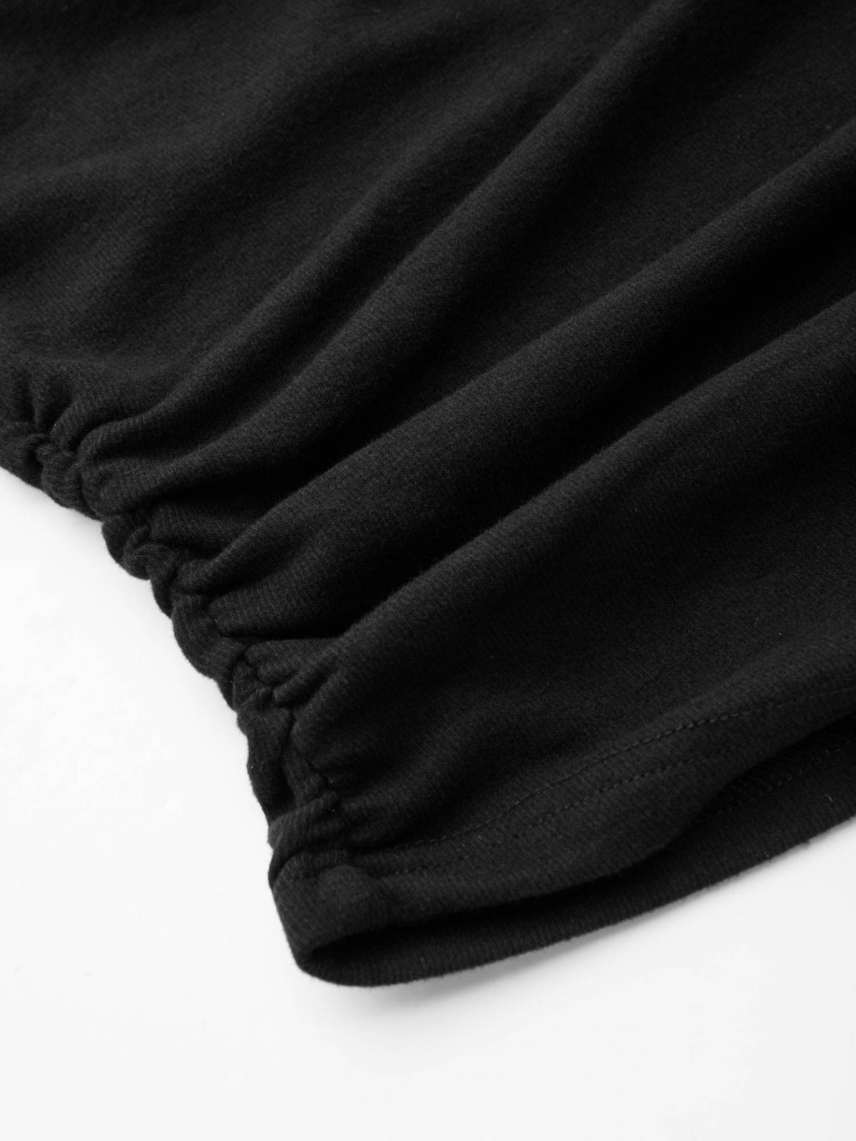 Thermal Cotton-blend Boat Neck Solid Ruched Long Sleeve Tee | TS56 - view 2