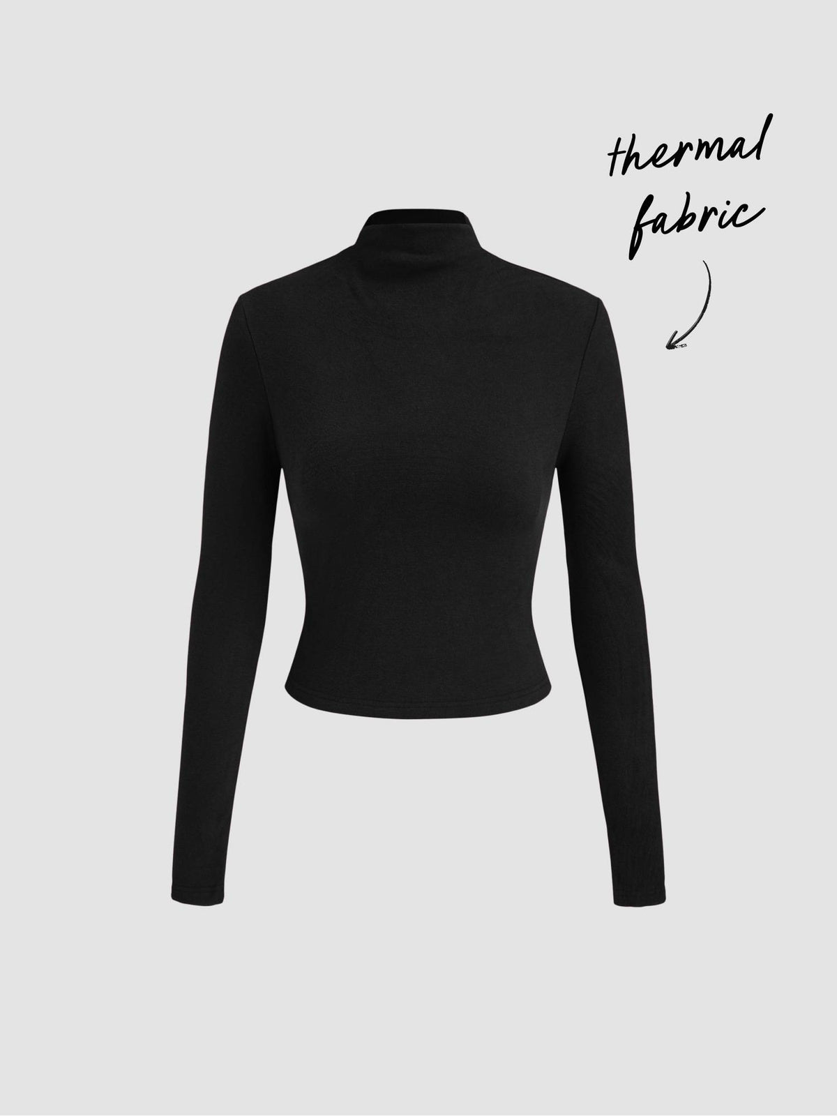 Thermal Cotton-blend Stand Collar Solid Long Sleeve Tee | TS56 - view 1
