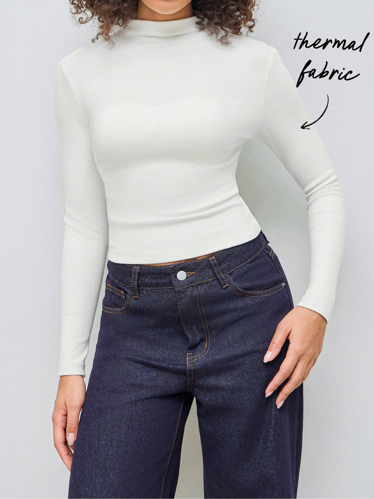Thermal Cotton-blend Stand Collar Solid Long Sleeve Tee | TS56 - view 18