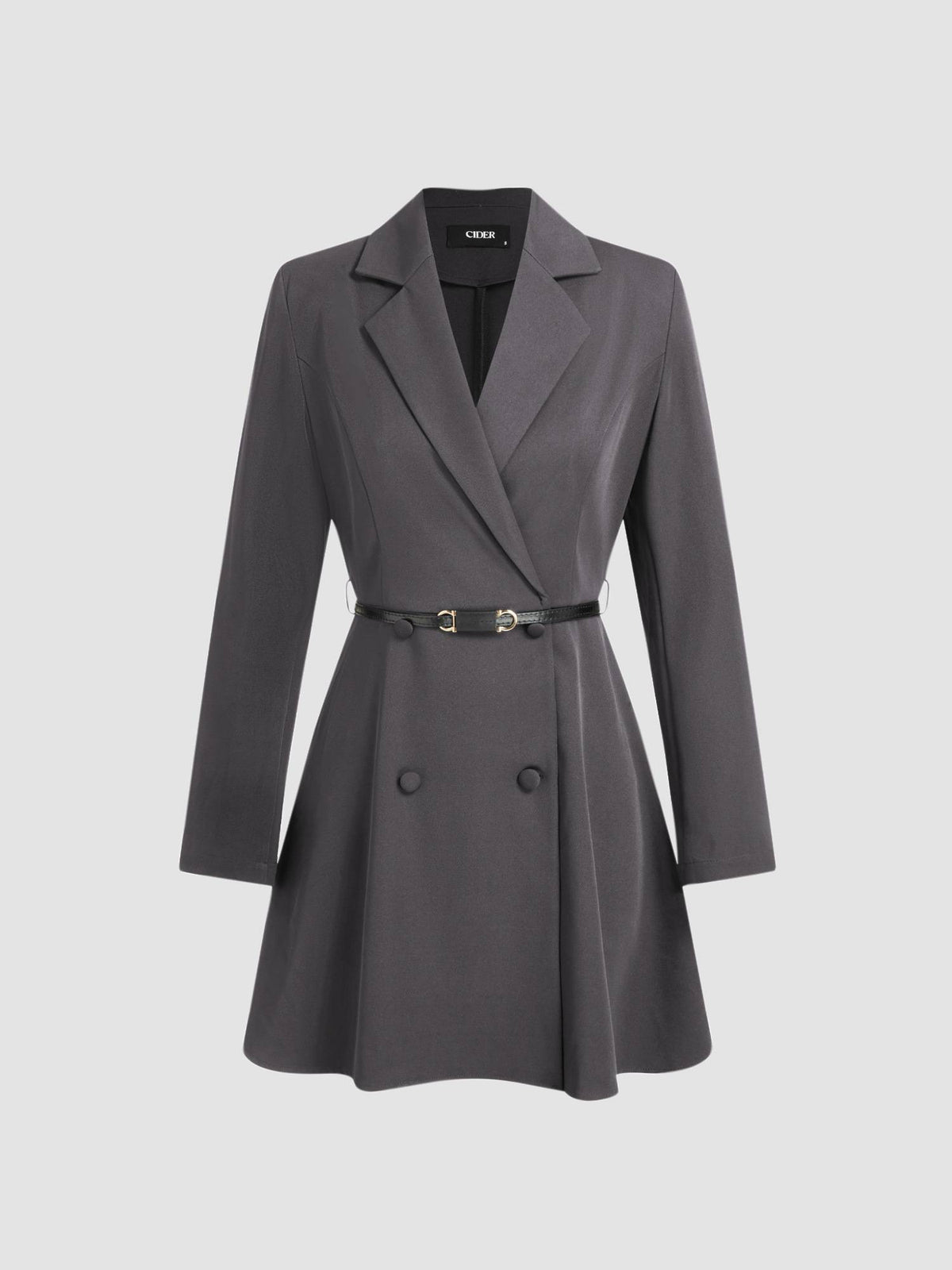 Notched Collar V-neck Mini Blazer Dress With Belt | D56 - view 18