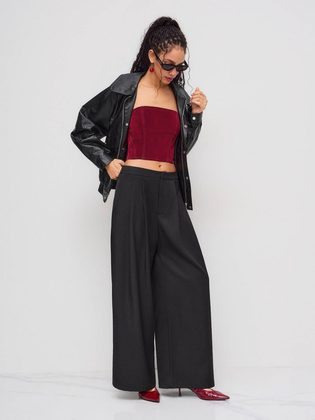 Stretch Denim Zipper Cropped Tube Top | TT90 - view 2