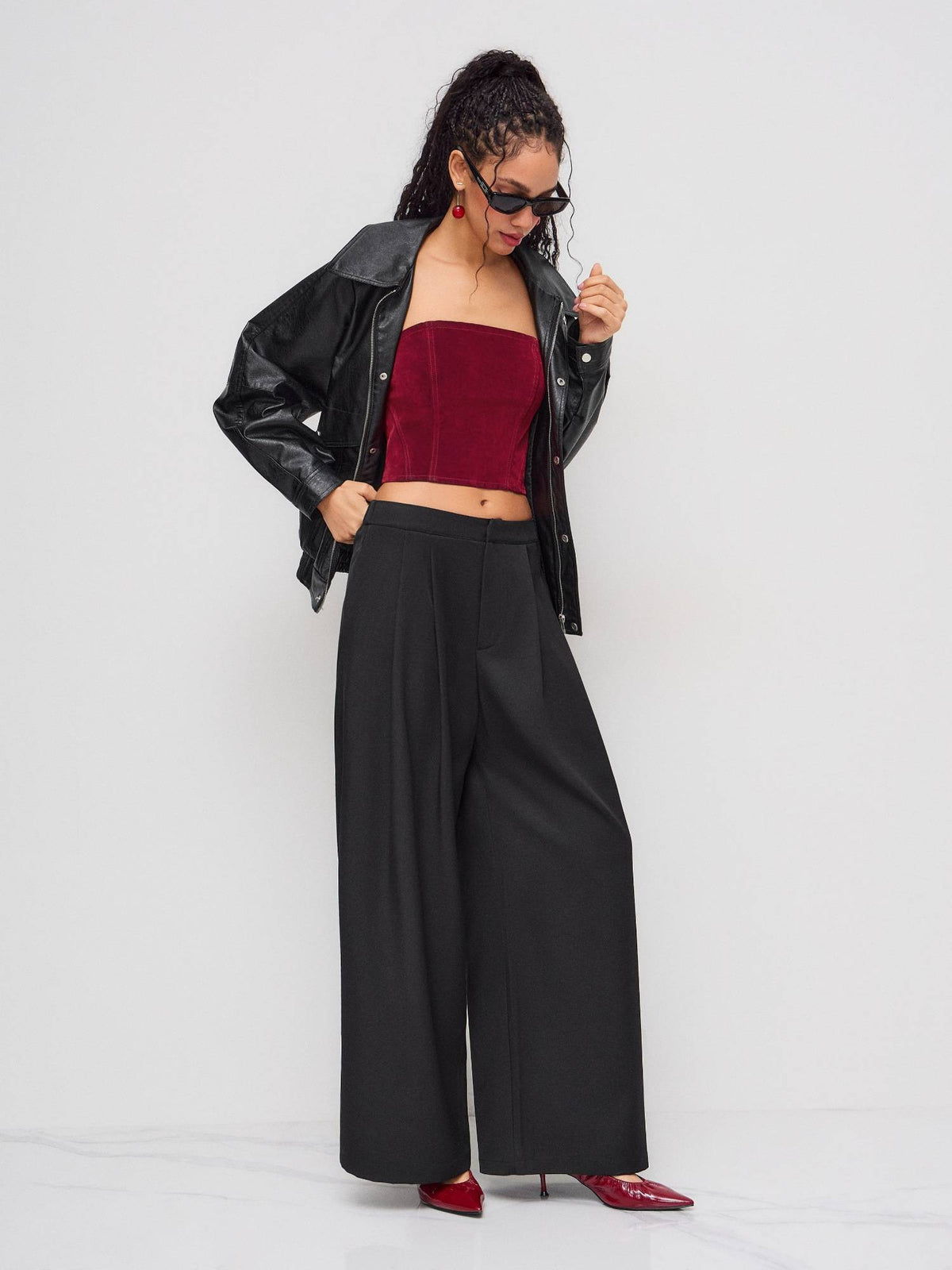 Stretch Denim Zipper Cropped Tube Top | TT90 - view 2